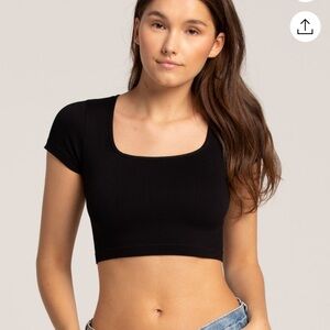 Full Tilt Black Fitted Crop Top